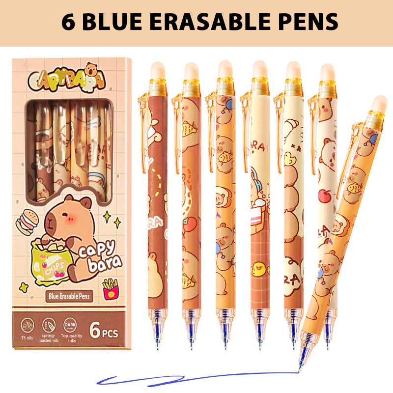 Daphilly Cute Capybara School Supplies Capybara Stationery Set Kawaii Birthday Christmas Gifts Set Including Mechanical Pencils,Erasers,Erasable Gel Pens,Pencil Holder,Sticky Notes - Image 4