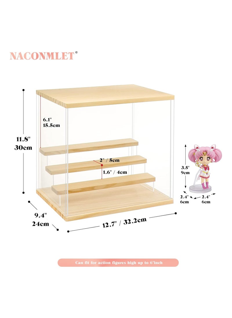 General - Transparent Acrylic Display Cabinet with LED Light for Figures, 4 Tier Display Stand Display Box Organizer Dustproof Display Action Figures, Mini Toys or Collectibles - Image 1
