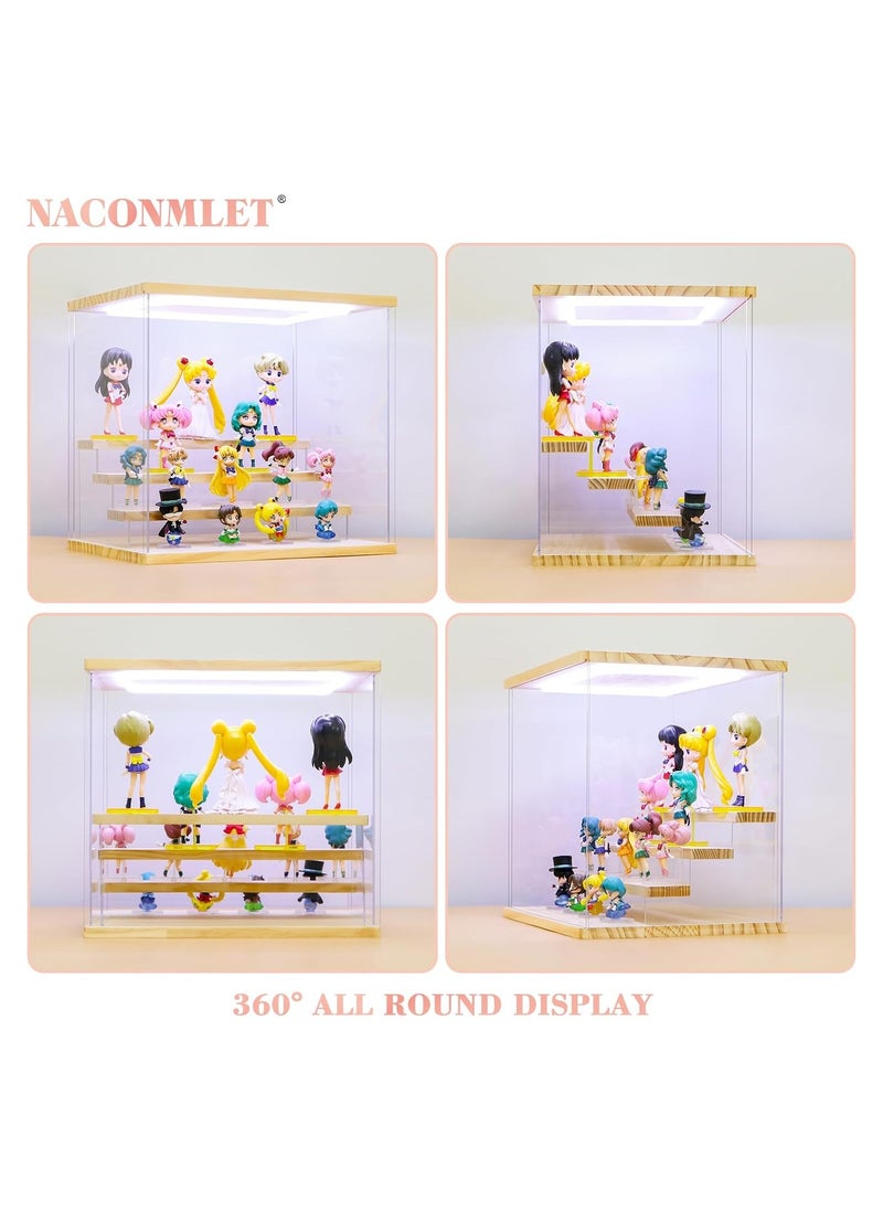 General - Transparent Acrylic Display Cabinet with LED Light for Figures, 4 Tier Display Stand Display Box Organizer Dustproof Display Action Figures, Mini Toys or Collectibles - Image 1