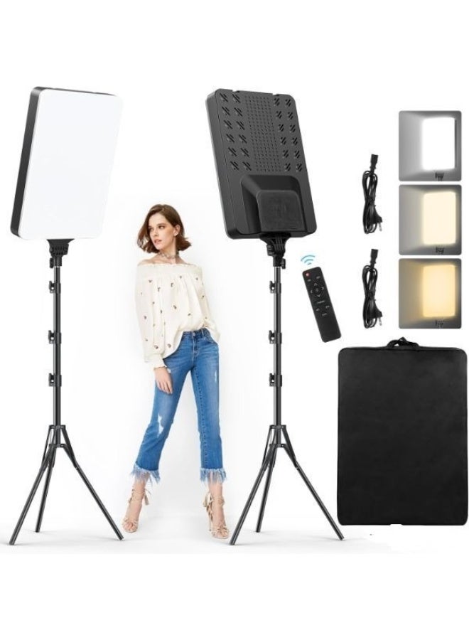 2-Pack 60cm LED Video Lights – Dimmable Continuous Lighting (2700K–7500K) with Remote Control & 200cm Tripod Stands  - Image 1