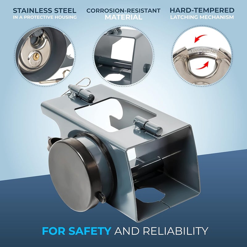 HASKYY Trailer Lock Anti-Theft Box Lock – Complete Set – Includes Round Lock and Protective Cap – Drawbar Lock - Image 3