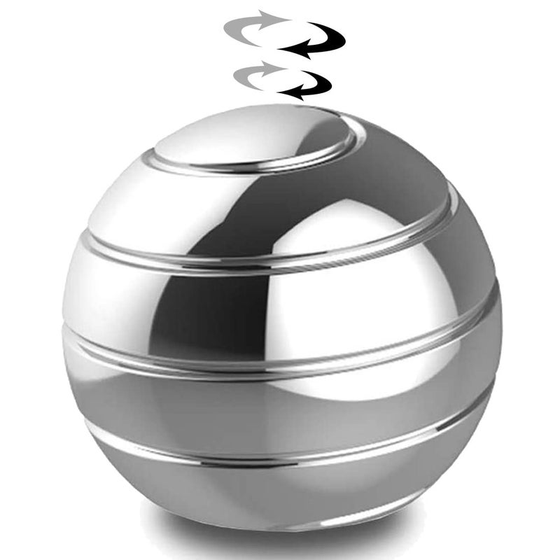 DBlosp Kinetic Desk Toys,Full Body Optical Illusion Spinner Ball,Gifts for Men,Women,Kids 1.5â€ Size (Silver) - Image 1