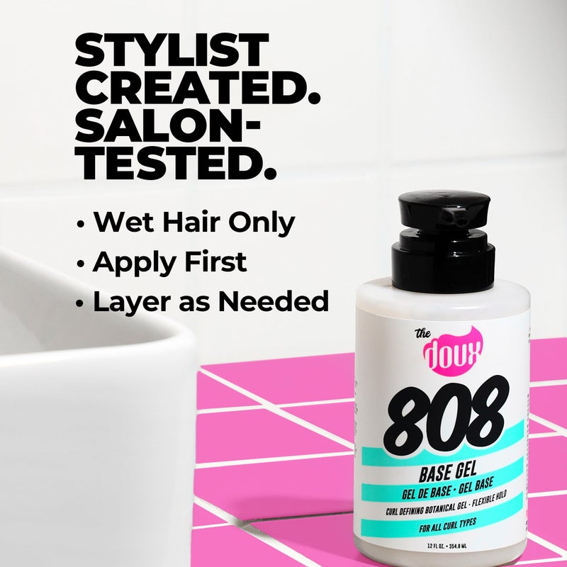 The Doux 808 Base Curl Defining Gel for Natural Hair â€“ Medium Hold Styling Gel with Honey, Aloe & Marshmallow Root â€“ Anti-Frizz Curl Enhancer for Wash and Go, Twist-Outs, TWA & All Curl Types - Image 5