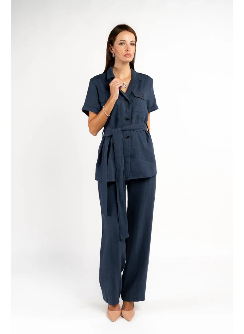 فاشونارا Linen Blue Coord Set