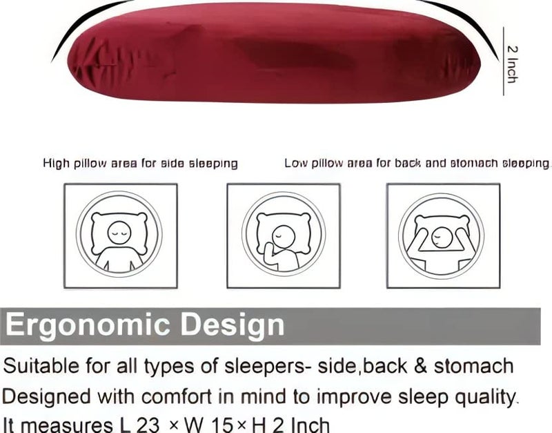 Flipon Orthopedic Memory Foam Pillow | Gel-Infused for Cooling | Ergonomic Support for Back & Side Sleepers | Velvet Cover with Inner Cover Size- 24 x 15 x 4.5/4 inch (Classic Design) - Image 4