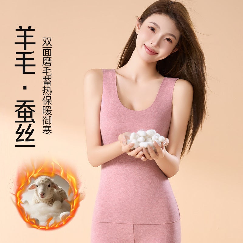 Double-Sided Brushed Velvet Slim-Fitting Thermal Vest With Bottoming Shirt Fleece-Lined Thermal Intimates Vest For Women - Image 3