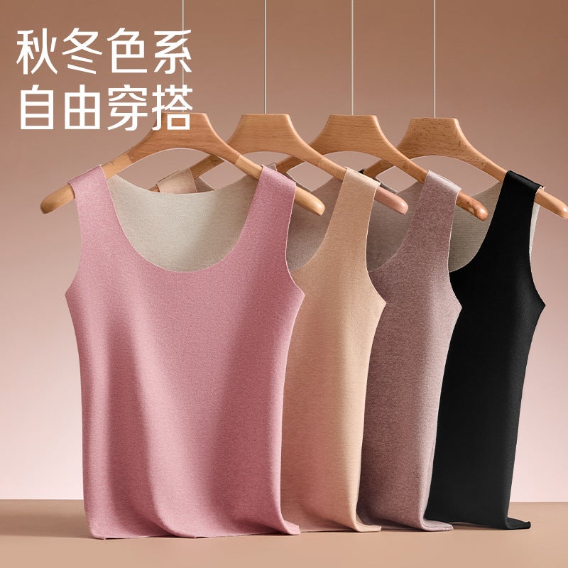 Double-Sided Brushed Velvet Slim-Fitting Thermal Vest With Bottoming Shirt Fleece-Lined Thermal Intimates Vest For Women - Image 2