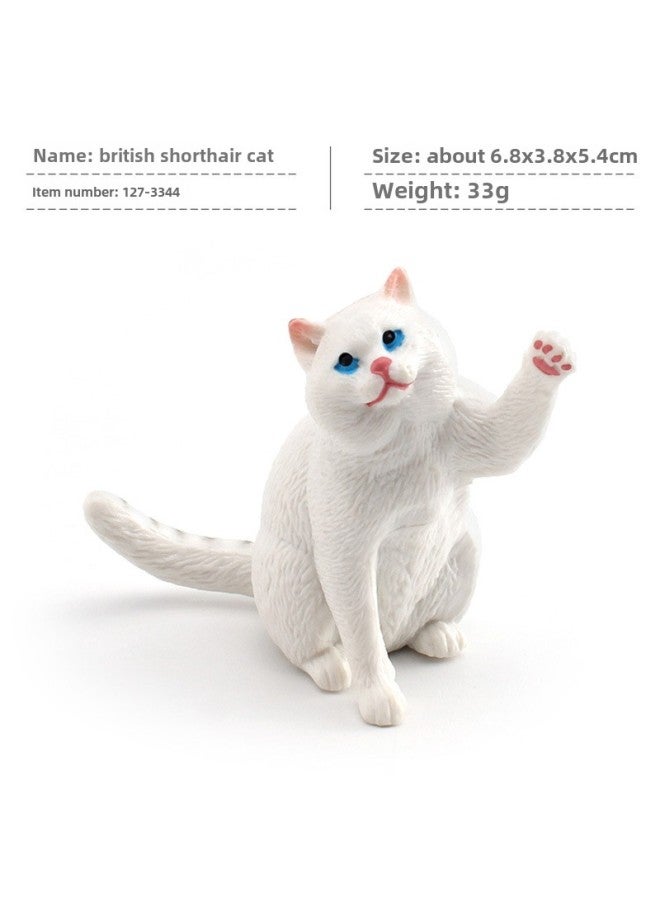 Children's Mini Simulation Pet Cat Model Orange Cat Fat Cat British Short-haired Cat Pastoral Cat Decorative Ornaments-Color:Pl127-3344 British Short-haired Cat 33g  - Image 1