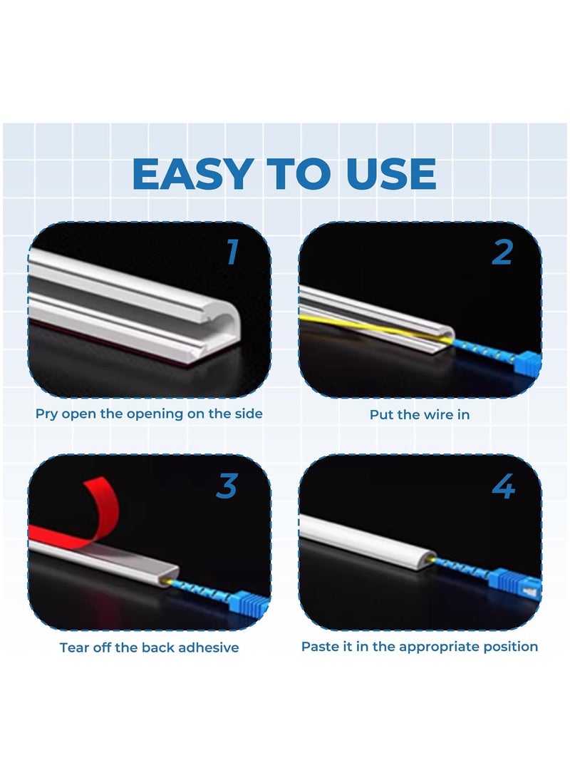 Wall Cord Hider 78 Inch, Self Adhesive Cable Hider Cord Cover for Wires, Flexible Wire Cover Cable Raceway for Cord Management W0.59 H0.39in White - Image 3