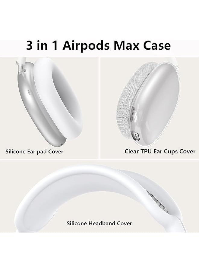 erorex - Silicone Case Cover For Airpods Max 2 2024 Headphones Ear Pad Case Cover Ear Cups Cover Headband Cover For Airpods Max Accessories Soft Silicone Skin Protector For Airpods Max 2 Clear White - Image 1