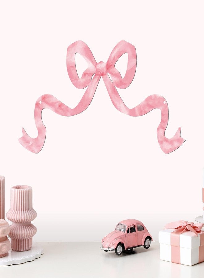 Zonon Metal Pink Bow Decor Room Art 15.75 x 7.87 Inch Coquette Bow Wall Art for Girls Cute Girly Preppy Aesthetic Wall Decor for Home Dorm Decoration Christmas Party Gift for Girls Teens Women - Image 1