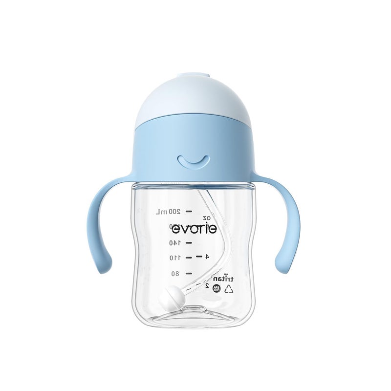 Evorie Tritan Baby Sippy Cup Weighted Gravity Straw Toddler Beginner Training Bottle, 7 Oz Leakproof Award Winning Infant Water Bottle with Handles for 6 months above - Image 1