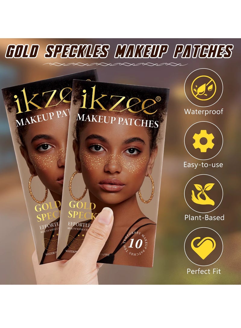 IKZEE 10Pcs Makeup Patches Gold Glitter Freckles for Face Glow Up Makeup Patches Face Glitter Speckles Patches Cute Glitter Makeup Accessories for Women Face Glitter Makeup Speckles 01 - Image 2