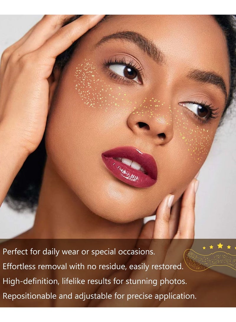 IKZEE 10Pcs Makeup Patches Gold Glitter Freckles for Face Glow Up Makeup Patches Face Glitter Speckles Patches Cute Glitter Makeup Accessories for Women Face Glitter Makeup Speckles 01 - Image 4