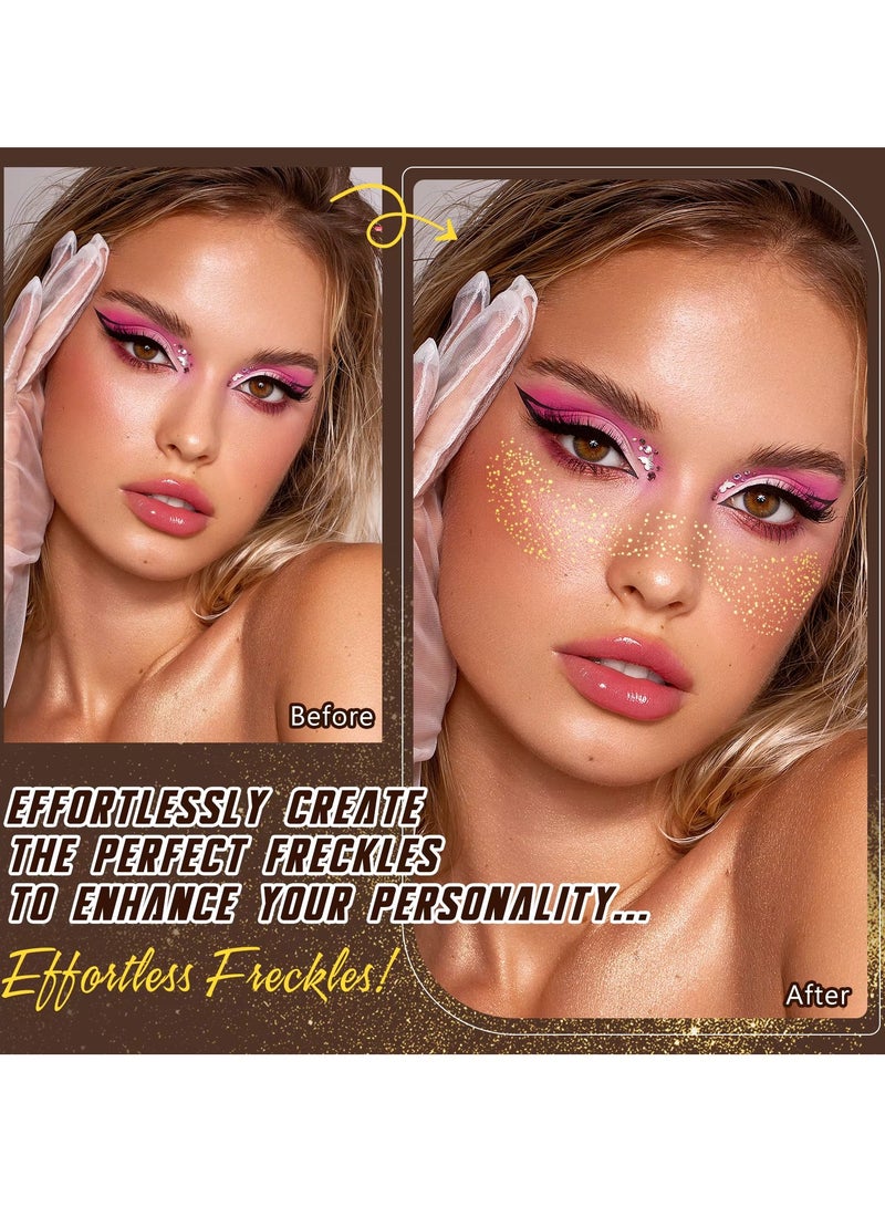 IKZEE 10Pcs Makeup Patches Gold Glitter Freckles for Face Glow Up Makeup Patches Face Glitter Speckles Patches Cute Glitter Makeup Accessories for Women Face Glitter Makeup Speckles 01 - Image 5