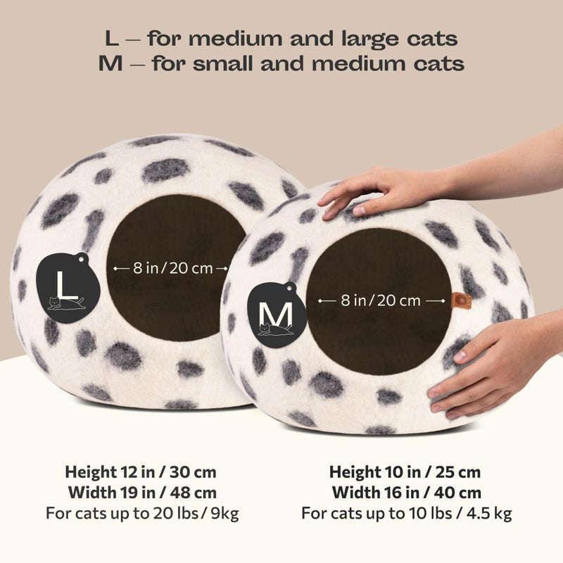 MEOWFIA Cat Cave â€“ Premium Felt Cat Bed for Indoor Cats, Handmade Merino Wool (Snow Leopard, Medium) - Image 2