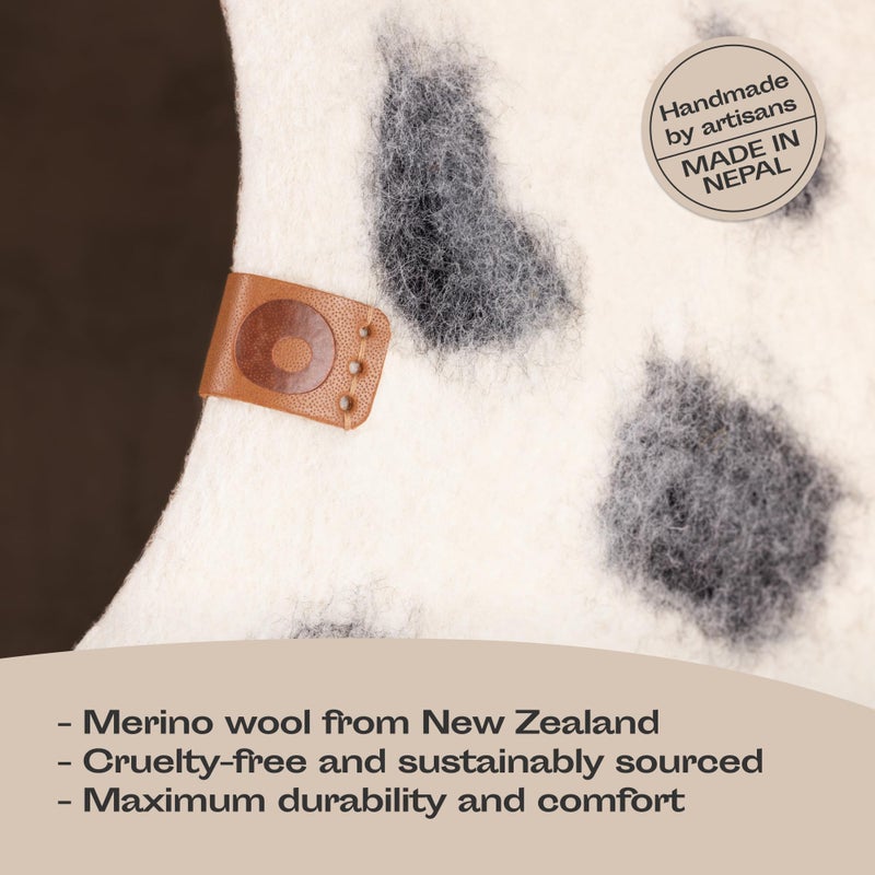 MEOWFIA Cat Cave â€“ Premium Felt Cat Bed for Indoor Cats, Handmade Merino Wool (Snow Leopard, Medium) - Image 3