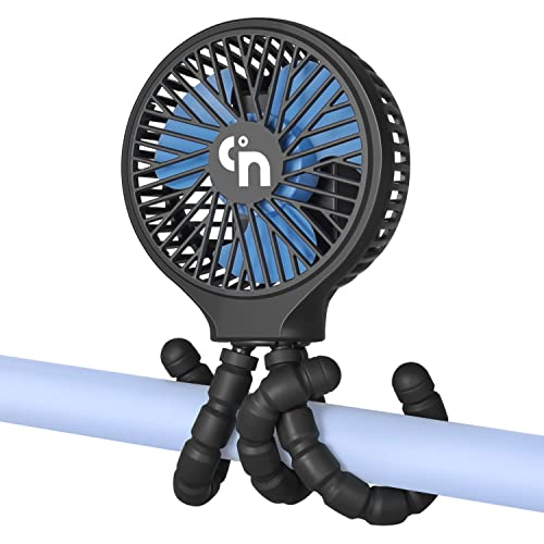 WiHoo Portable Stroller Fan, 11H Ultra-long Battery Life 3 Speed 360°Rotate, USB Rechargeable or Battery Operated Cooling Clip On Personal Fan for Baby Crib Travel Car Seat Black - Image 1