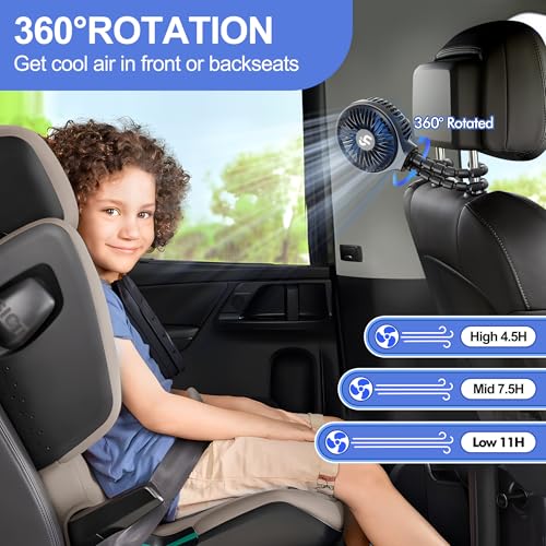 WiHoo Portable Stroller Fan, 11H Ultra-long Battery Life 3 Speed 360°Rotate, USB Rechargeable or Battery Operated Cooling Clip On Personal Fan for Baby Crib Travel Car Seat Black - Image 5