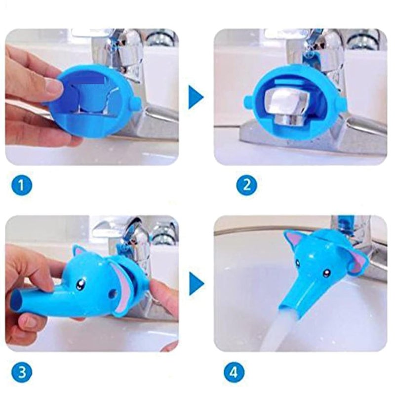 Popley POPLEY Plastic Elephant Shape Faucet Extender Kitchen Sink Faucet Extender for Faucet Bathroom Sink Filter Water Faucet Kids Bathroom Accessories Blue - Image 3