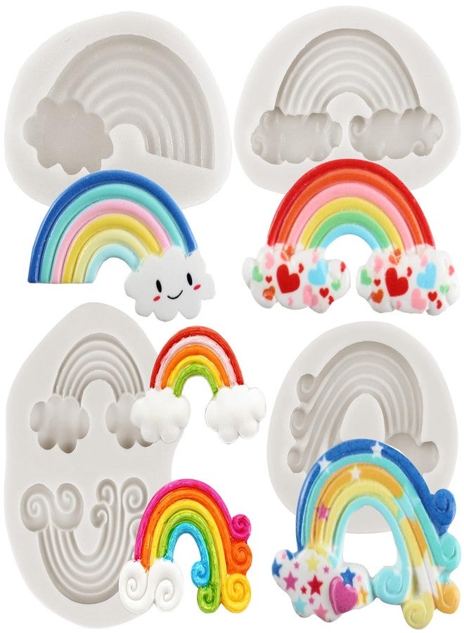 MINFEIDMS Rainbow Silicone Fondant Molds For Cake Decorating Cupcake Topper Candy Chocolate Gum Paste Set Of 4 - Image 1