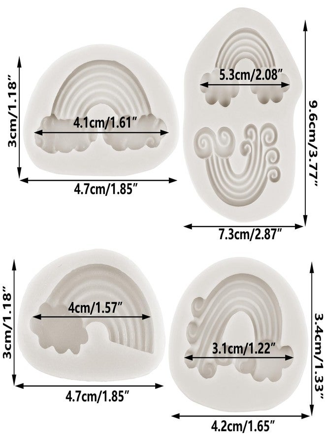 MINFEIDMS Rainbow Silicone Fondant Molds For Cake Decorating Cupcake Topper Candy Chocolate Gum Paste Set Of 4 - Image 2