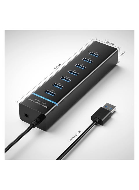 7-Port USB 3.0 Hub with 3.3FT Long Cable, ORICO Ultra-Slim Data USB Splitter, 5Gbps Data Transfer for Laptop, PC, MacBook, Mac Pro, Mac Mini, iMac, XPS, Xbox, Flash Drive and More USB Devices