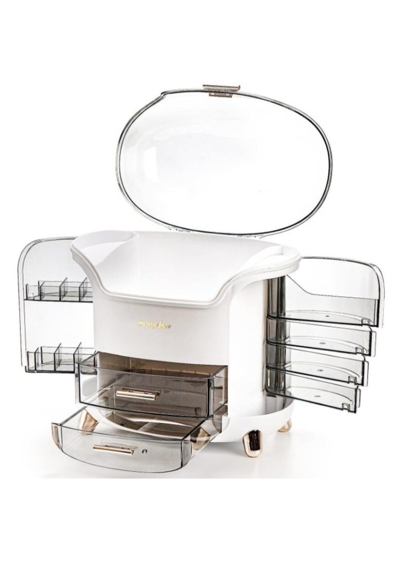 Makeup Storage Organizer, Large Skincare Organizers Cosmetic Display Case with Lid,Lipstick Organizer and Transparent Cover, Makeup Box for Bedroom Vanity Desk Countertop Bathroom - Image 5