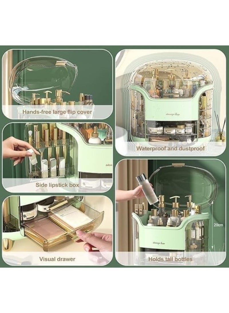 Makeup Storage Organizer, Large Skincare Organizers Cosmetic Display Case with Lid,Lipstick Organizer and Transparent Cover, Makeup Box for Bedroom Vanity Desk Countertop Bathroom - Image 3