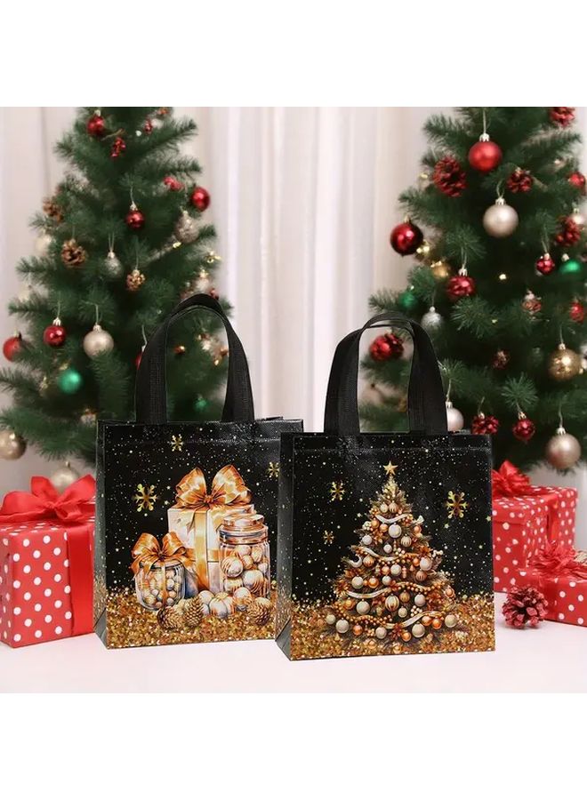 4pcs Medium Reusable Non Woven Christmas Gift Bags with Handles 11.4x10.6x4.7 Inches - Image 4