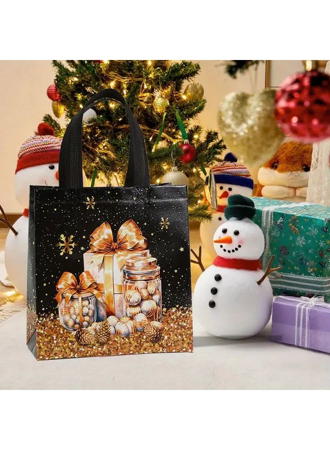 4pcs Medium Reusable Non Woven Christmas Gift Bags with Handles 11.4x10.6x4.7 Inches - Image 3