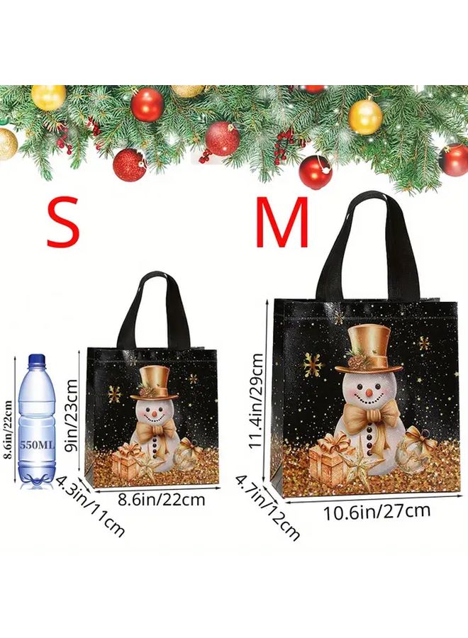4pcs Medium Reusable Non Woven Christmas Gift Bags with Handles 11.4x10.6x4.7 Inches - Image 2