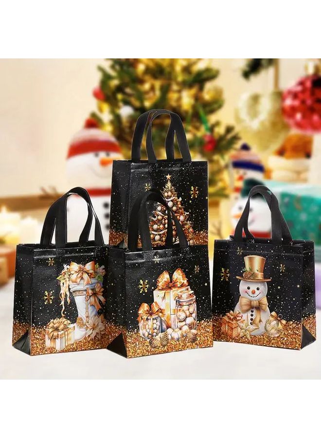 4pcs Medium Reusable Non Woven Christmas Gift Bags with Handles 11.4x10.6x4.7 Inches - Image 1