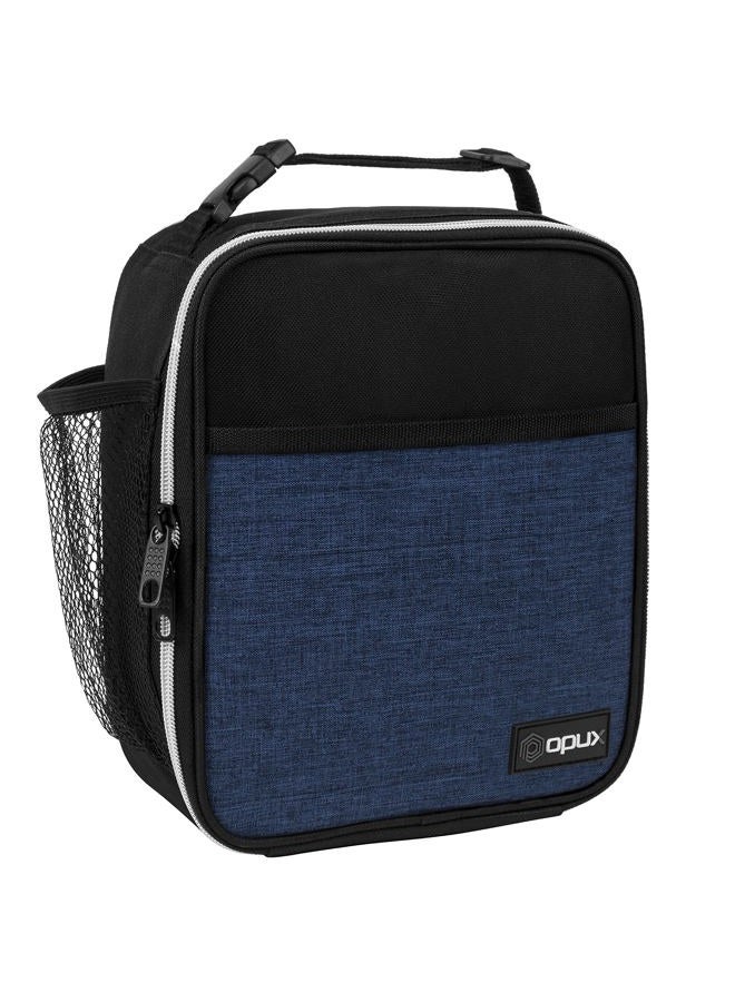 OPUX Premium Thermal Insulated Mini Lunch Bag | Navy Blue School Lunch Box For Boys, Girls, Kids, Adults | Soft Leakproof Liner | Compact Lunch Pail for Office (Heather Navy) - Image 1