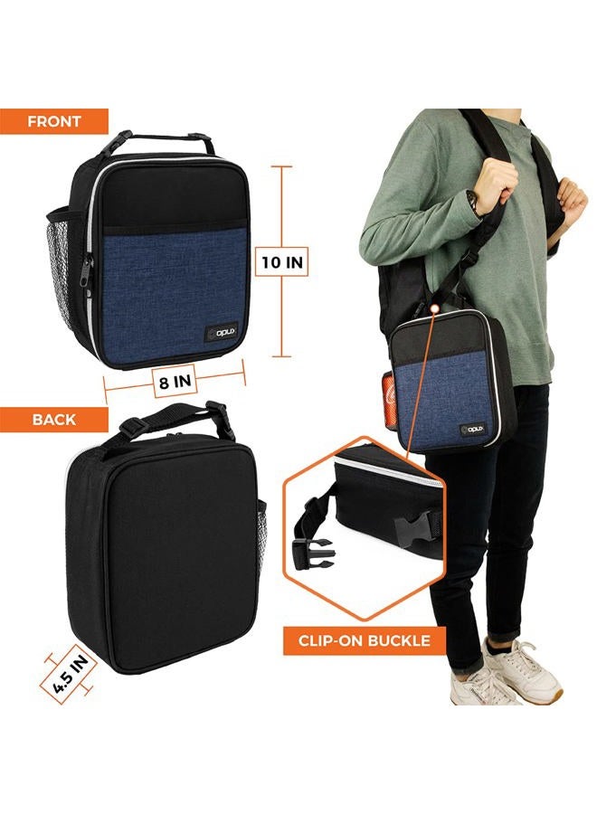 OPUX Premium Thermal Insulated Mini Lunch Bag | Navy Blue School Lunch Box For Boys, Girls, Kids, Adults | Soft Leakproof Liner | Compact Lunch Pail for Office (Heather Navy) - Image 3