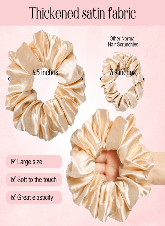 CEELGON Large Silk Satin Scrunchies for Women Big Scrunchies Jumbo Satin Hair Ties Oversized Hair Scrunchies for Thick Curly Hair Pack of 6 (Black,Champagne,Brown,Gold) - Image 2