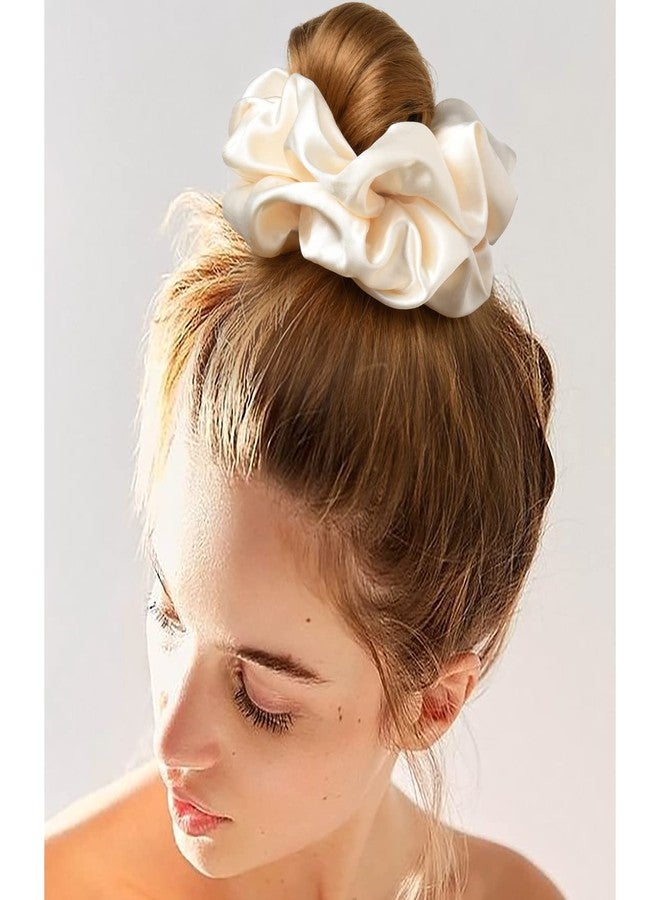 CEELGON Large Silk Satin Scrunchies for Women Big Scrunchies Jumbo Satin Hair Ties Oversized Hair Scrunchies for Thick Curly Hair Pack of 6 (Black,Champagne,Brown,Gold) - Image 5