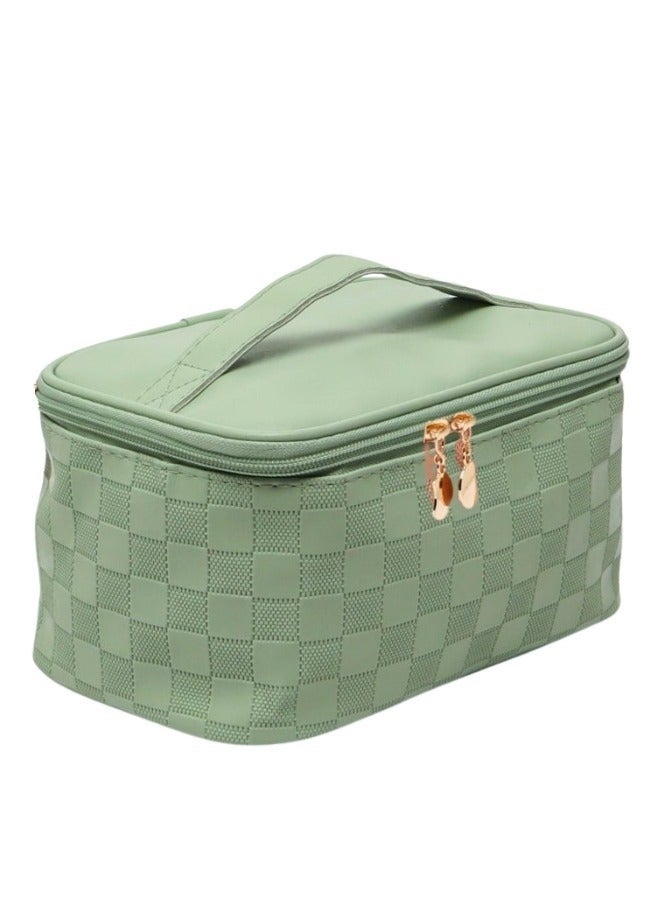 PU Leather Travel Cosmetic Bag for Women – Large Waterproof Makeup Bag with Multiple Interior Pockets, Portable Makeup Organizer for Cosmetics, Makeup, and Brushes, Stylish and Functional Travel Toiletry Bag with Large Capacity for Personal Care Items (Mint Green) - Image 3