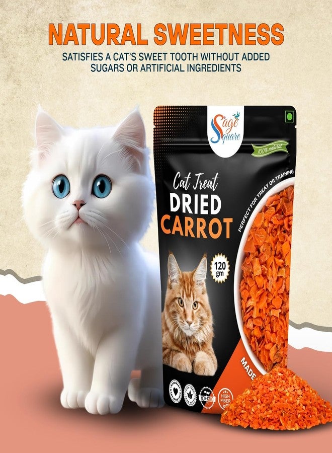 سايج سكوير رقائق الجزر المجففة من سيج سكوير للقطط - وجبات خفيفة طبيعية وصحية ولذيذة | غنية بالألياف والفيتامينات | خالية من المواد الحافظة الاصطناعية | قليلة الدسم وسهلة الهضم | مثالية للتدريب والمضغ | 120 غرام - Image 4