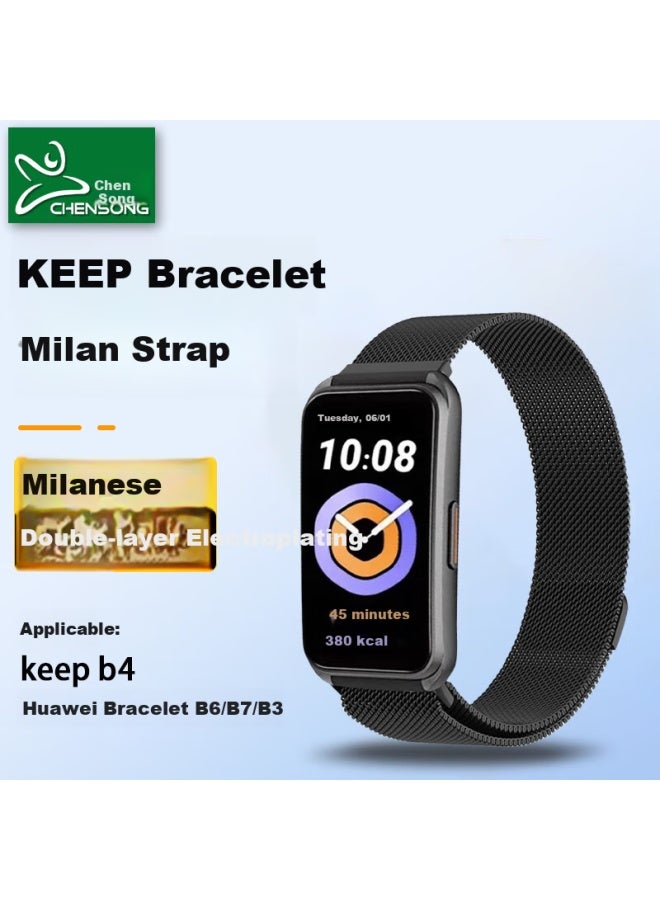 Chensong Milanese Magnetic Watch Band For Huawei Watch B4/B6/B7/B3, Outdoor Sports Unisex 16Mm Black - Image 1