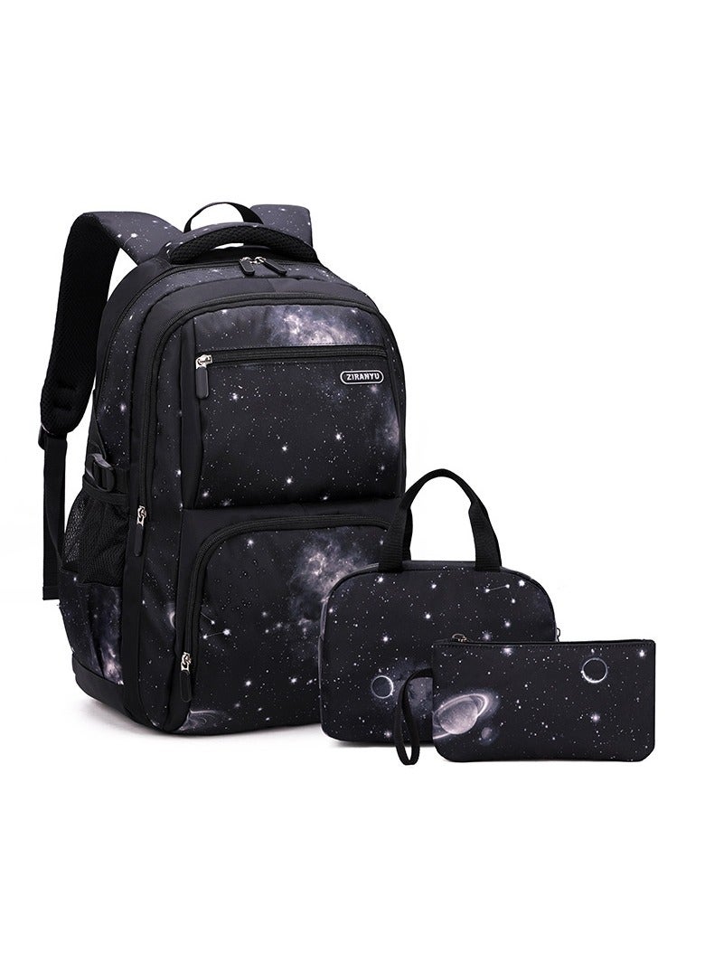 Generic Galaxy printed three piece set for boys' backpacks, junior high school backpacks, and elementary school backpacks  - Image 1