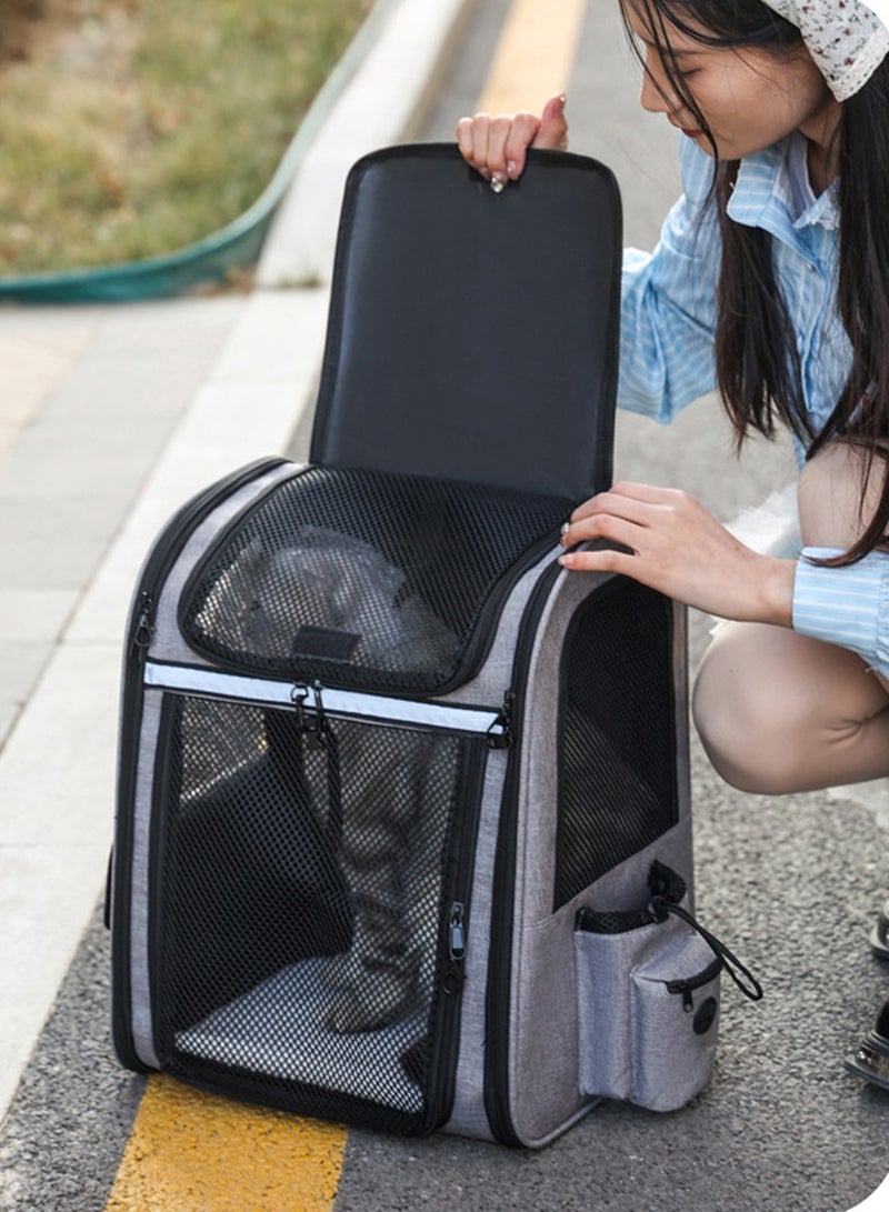 Expandable Pet Backpack, Portable and Foldable Pet Bag Carrier for cats and small dog, Breathable, Great for Travel, 43x34x29cm,Gray - Image 2