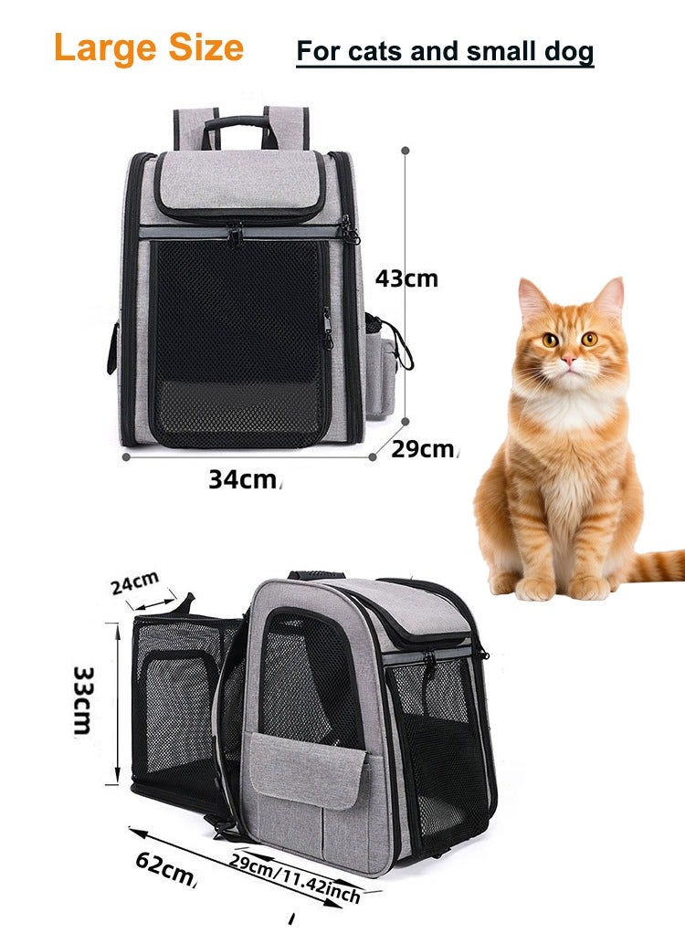 Expandable Pet Backpack, Portable and Foldable Pet Bag Carrier for cats and small dog, Breathable, Great for Travel, 43x34x29cm,Gray - Image 3