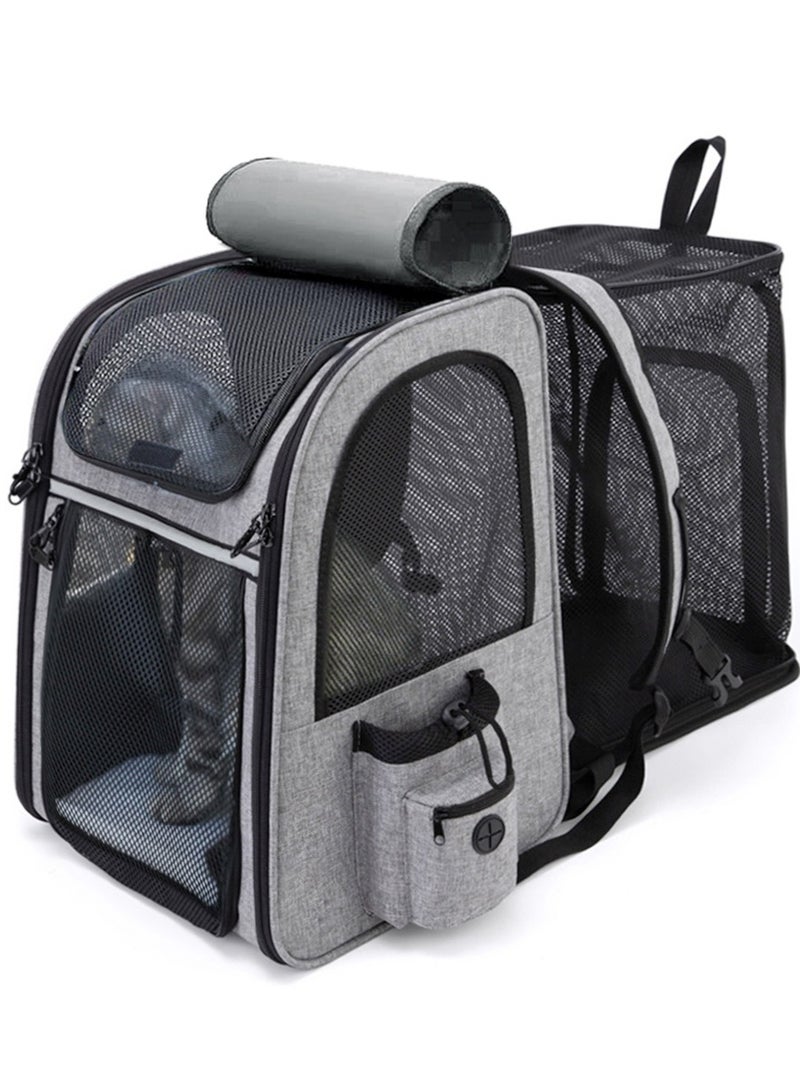 Expandable Pet Backpack, Portable and Foldable Pet Bag Carrier for cats and small dog, Breathable, Great for Travel, 43x34x29cm,Gray - Image 1