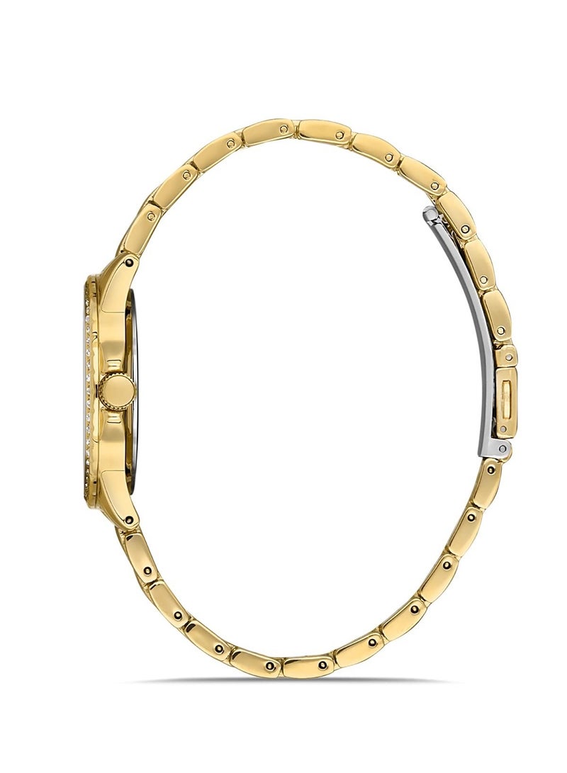 OMAX Omax Women's Full Gold Luxury Wrist Watch, Watches for Women, Stainless Watches, Crystal Steel Band, Round Dial, Waterproof Watch, 1 Year Warranty - Image 2