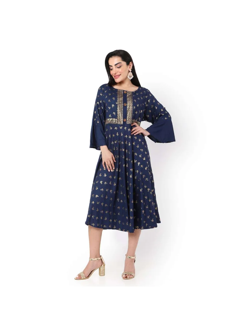 HANA & SARA GOLD PRINT FRONT STYLED BUTTONED SHORT STYLISH ARABIC KAFATAN JALABIYA DRESS