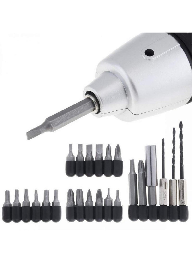 مفك براغي كهربائي منزلي لاسلكي قابل لإعادة الشحن 4.8 فولت، بطارية 600 مللي أمبير في الساعة مع 24 قطعة ملحقات لقم الثقب متعدد الألوان - Image 5