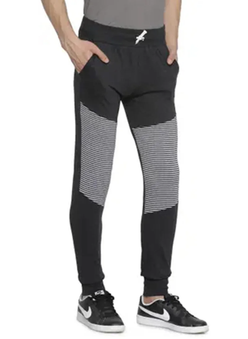 Campus Sutra Men's Charcoal Grey Panel-Block Trackpants