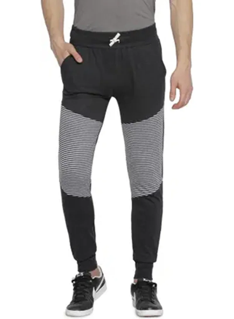 Campus Sutra Men's Charcoal Grey Panel-Block Trackpants