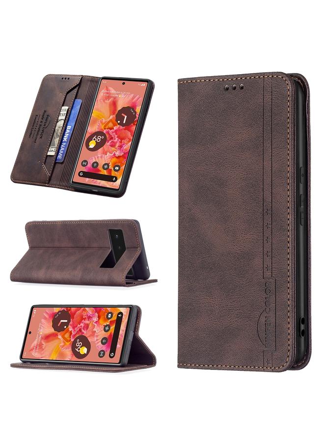 S-TOP Case For Google Pixel 6 Magnetic RFID Blocking Anti-Theft Leather Case with Holder & Card Slots & Wallet - Image 1